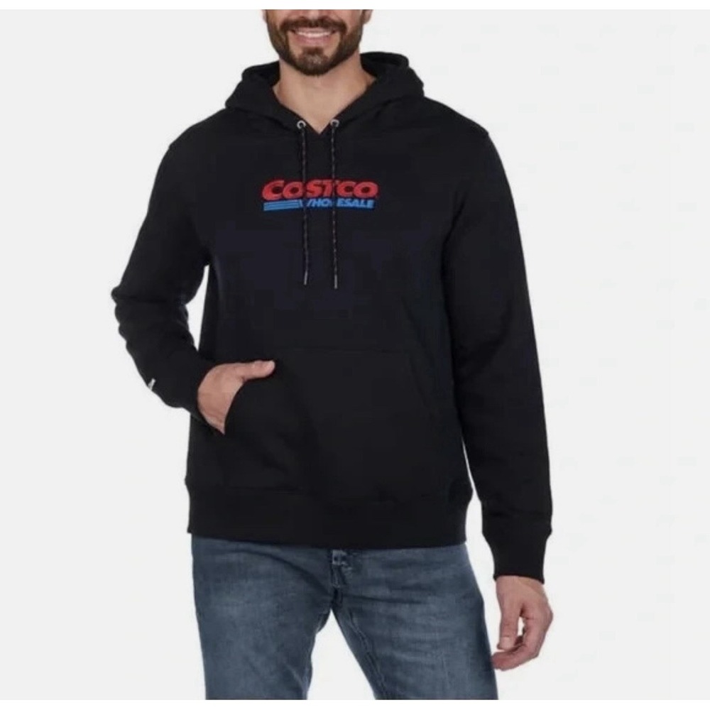 Costco Kirkland Signature Men L Women XL Black Hoodie Sweatshirt Embroidered